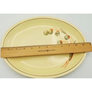 Paden City Pottery Cream Green Orange Pom Pom Flower 11 inch Platter PCP73  READ